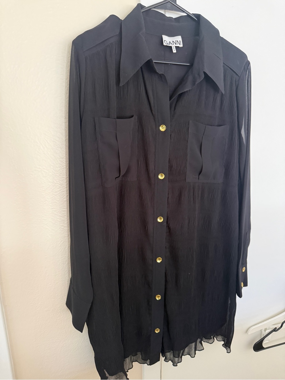 Ganni Button Shirt Dress - Picture 1 of 5